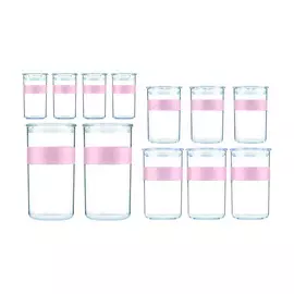 Набор банок для хранения Bodum "Presso" 12шт : 4x0,25л, 3x0,6л, 3x1,0л, 2x2,0л (клубничный)