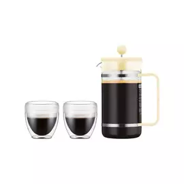 Набор кофейный 3 предмета: кофейник Bistro 1 л. и термобокалы Pavina 0.25 л. - 2 шт., банановый