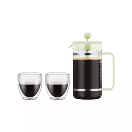 Набор кофейный 3 предмета: кофейник Bistro 1 л. и термобокалы Pavina 0.25 л. - 2 шт., фисташковый