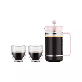 Набор кофейный 3 предмета: кофейник Bistro 1 л. и термобокалы Pavina 0.25 л. - 2 шт., клубничный