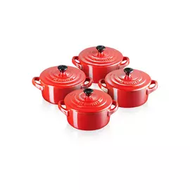 Набор кокотниц Le Creuset 250мл, 10см, 4шт, керамика,вишнёвый, духовки (Pearlized Light Cerise)