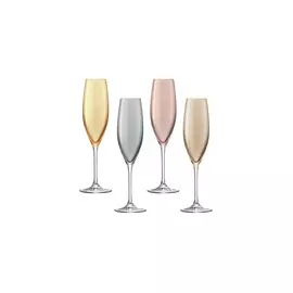 Набор разноцветных бокалов для шампанского LSA International, "Polka", 225мл, 4шт.