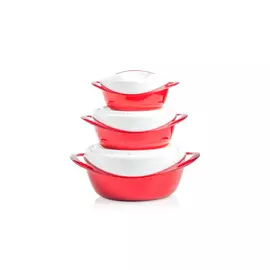 Набор термокастрюль Pinnacle, 3шт (0,4л, 0,6л, 1,5л) (красный)