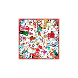 Платок сувенирный "Дымковская игрушка" 90х90см