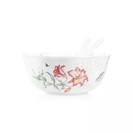 Салатник и сервировочные вилки Lenox "Бабочки на лугу", 1+2шт, (салатник 28см)