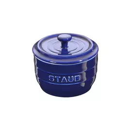 Солонка с крышкой и деревянной ложкой Staub 250мл, d10см, керамика, тёмно-синий
