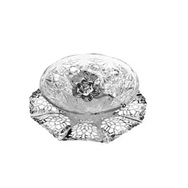 Вазочка для варенья с ложкой Queen Anne на подносе Д17см, Н5см, сталь,посеребрение