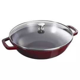 Вок с крышкой Staub 30см 4, 4л гранатовый, чугун, для индукции, духовки