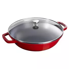 Вок с крышкой Staub 30см 4, 4л вишнёвый, чугун, для индукции, духовки