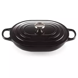 Жаровня овальная Le Creuset 31см, чёрный, чугун, для индукции, духовки (Matte Black)