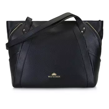 Кожаная сумка-шоппер с декоративной застежкой-молнией