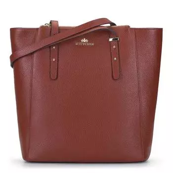 Кожаная сумка-шоппер с потайными карманами