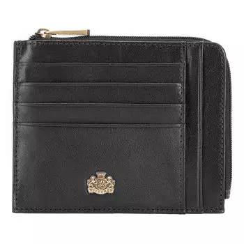 Кожаная визитница с логотипом на молнии