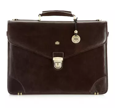 Кожаный портфель с треугольным клапаном