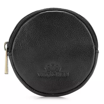 Монетница кожаная круглая