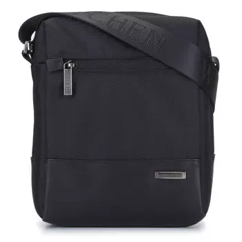 Мужская сумка через плечо с кожаной вставкой маленькая