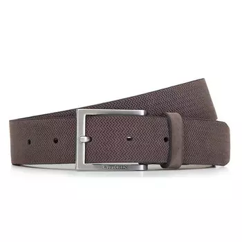 Ремень мужской из велюровой кожи с тиснением