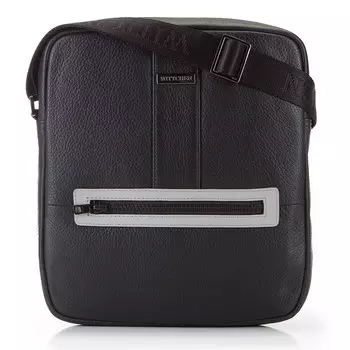 Средняя мужская кожаная сумка через плечо со строчкой