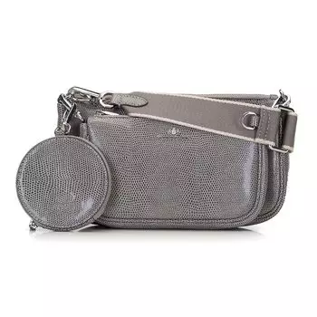 Женская двойная кожаная сумка через плечо