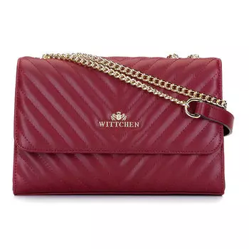 Женская кожаная сумка через плечо с диагональной прострочкой и цепочкой