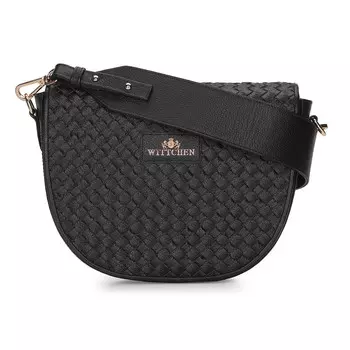 Женская кожаная сумка через плечо с плетеным клапаном