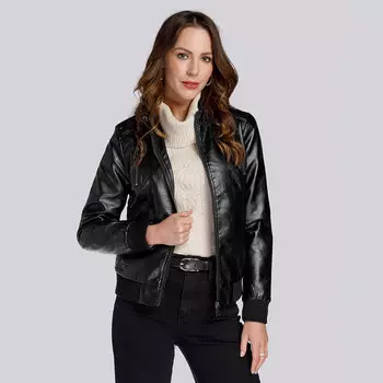 Женская куртка-бомбер из экокожи