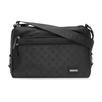 Женская сумка через плечо из кожи и жаккарда с монограммой