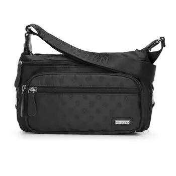 Женская сумка через плечо из жаккарда с монограммой и кожей