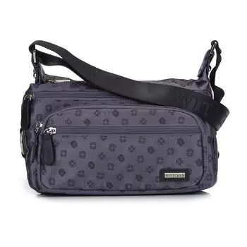 Женская сумка через плечо из жаккарда с монограммой и кожей