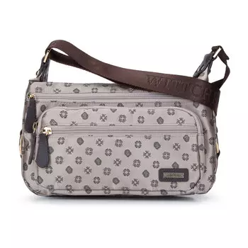 Женская сумка через плечо из жаккарда с монограммой и кожей