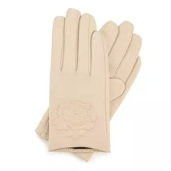 Женские кожаные перчатки с тисненой розой