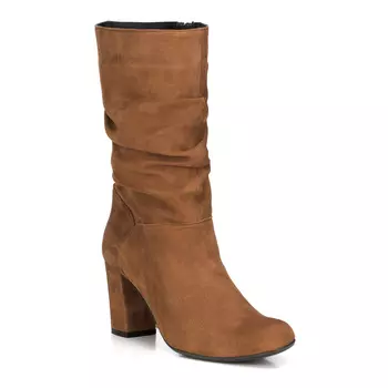 Женские полусапоги из замши на каблуке