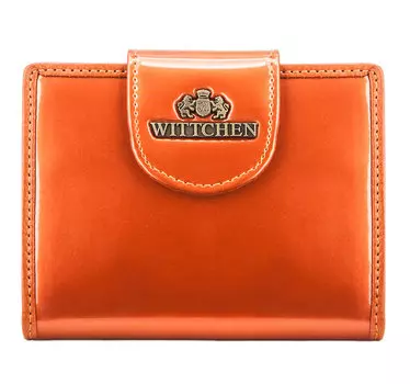 Женский кошелек из лакированной кожи с кнопкой