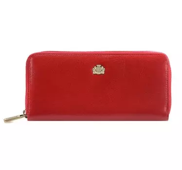 Женский кожаный кошелек с логотипом на молнии