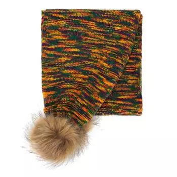 Женский разноцветный шарф с помпонами