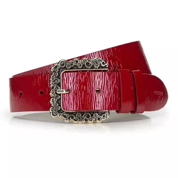 Женский ремень из лакированной кожи с большой пряжкой