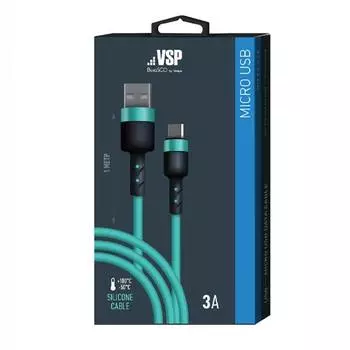 Дата-кабель Sillicone USB – micro USB, 3А, 1м, Тиффани, BoraSCO