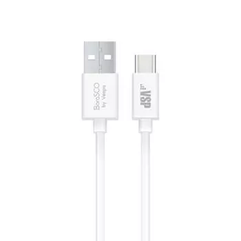 Дата-кабель USB - Type-C, 2А, 1м, белый, BoraSCO