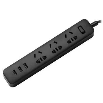 Удлинитель Xiaomi Power Strip 3 розетки, 3 USB (black)