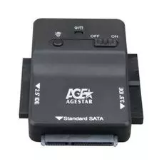 Адаптер AgeStar 3FBCP1 2.5"SSD+ 2.5"/3.5"IDE+ 2.5"/3.5"SATA->USB3.0, пластик, черный, блок питания