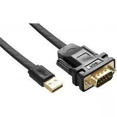 Адаптер GCR AM/DB9М GCR-UOC5M-BCG-0.5m USB -> Serial (COM) RS232, 50 cm, PRO 28/26 AWG, позолоченные коннекторы, плоский, (черный)