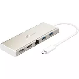 Адаптер j5create JCD381 USB Type-C Dual HDMI Mini Dock-Ethernet/ USB 3.1 HUB / PD2.0