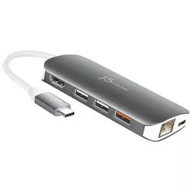 Адаптер j5create JCD383 USB-C Multi Adapter-HDMI/Ethernet/USB 3.1/PD 3.0/Memory Card Reader/Writer