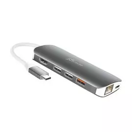 Адаптер j5create JCD384 USB-C Multi Adapter-HDMI/VGA/ Ethernet/USB 3.1/PD 3.0/Memory Card Reader/Writer