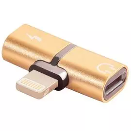 Адаптер переходник GCR GCR-IPAUX USB 2.0 Lightning 8pin, audio золотистый