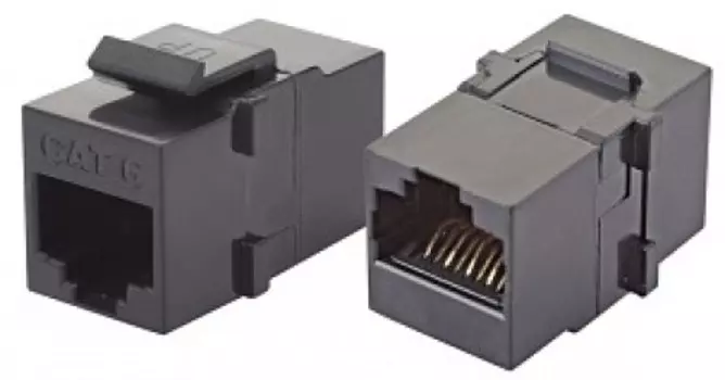 Адаптер проходной Eurolan 12B-U6-03BL RJ45-RJ45, UTP категории 6 keystone, черный