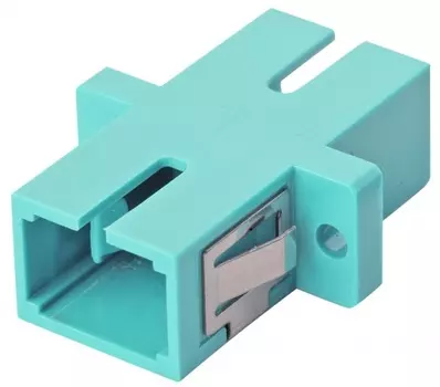 Адаптер проходной Eurolan 36A-30-SC-02AQ OM3, симплекс SC, с фланцами, бирюзовый