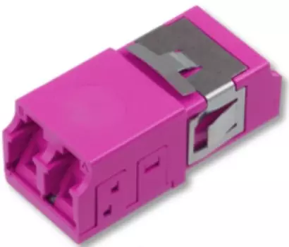 Адаптер проходной Eurolan 36A-40-2L-11MG OM4, дуплекс LC, без фланцев, со шторками, пурпурный