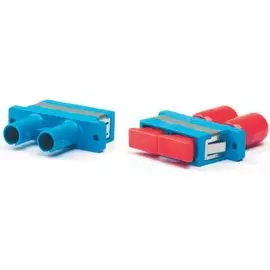 Адаптер проходной Hyperline DST-DSC-SM ST-SC duplex, SM (для одномодового кабеля), корпус пластмассовый, (синий)