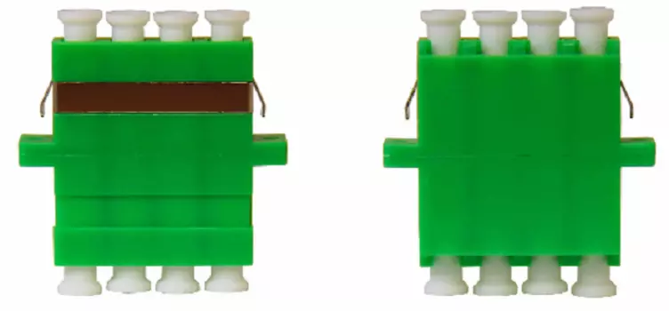 Адаптер проходной TELCORD AD-LC/APC-Q-w/o-GN оптический, quadro LC/APC, без фланца, корпус зеленый